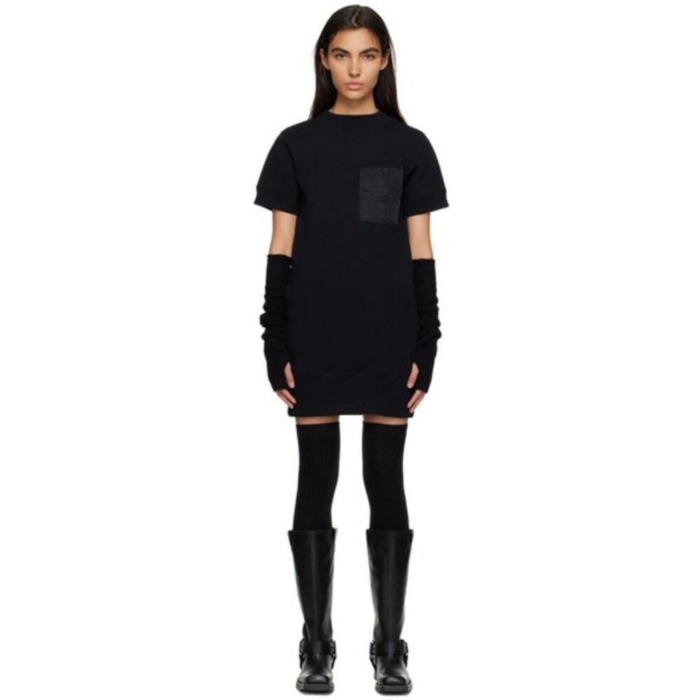 SACAI Sponge Sweatshirt Black Pocket Minidress Dress size 1/ S